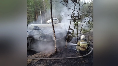 Во Владимирской области машина загорелась после ДТП