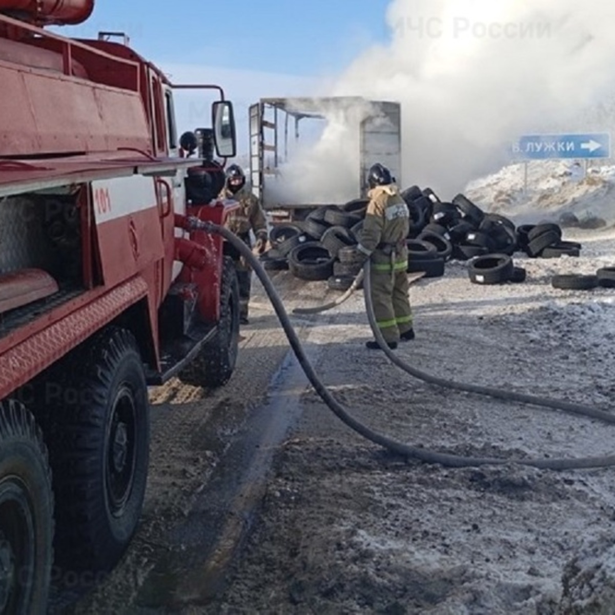 На трассе М-7 Волга во Владимирской области сгорел перевозивший шины  грузовик - День во Владимире