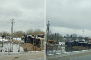 Во Владимирской области перевернулась груженная щебнем фура