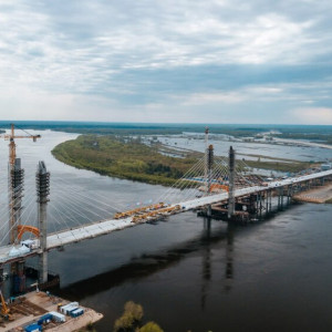 Во Владимирской области завершили строительство пролета вантового моста через Оку