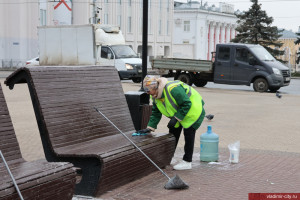 В центре Владимира лавочки очистили от голубиного помета после жалоб жителей