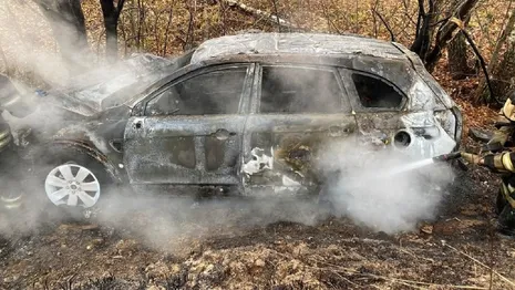 Во Владимирской области автомобиль сгорел после ДТП