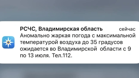 МЧС предупредило об аномальной жаре во Владимирской области с 9 по 13 июля