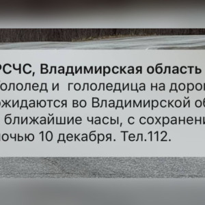 МЧС предупредило жителей Владимирской области о гололеде 9 декабря