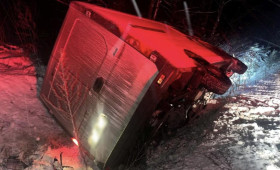 В Меленковском районе большегруз улетел в кювет и перевернулся