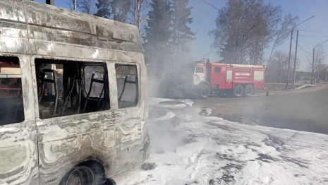В Ковровском районе сгорел микроавтобус