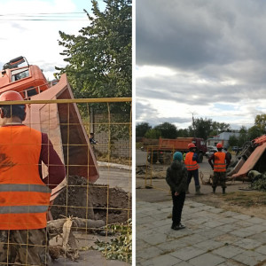 Во Владимирской области «КамАЗ» провалился под землю