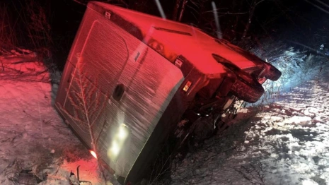В Меленковском районе большегруз улетел в кювет и перевернулся
