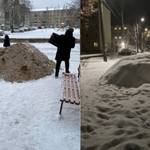 Жители Коврова пожаловались на заваленный снегом проход к подъезду