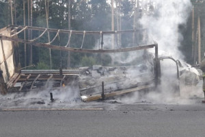 В Ковровском районе на федеральной трассе М-7 сгорел грузовик