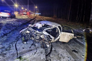 На М-7 в Петушинском районе иномарка влетела в опору ЛЭП