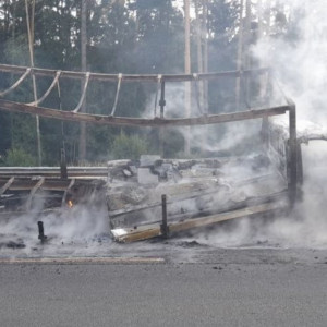 В Ковровском районе на федеральной трассе М-7 сгорел грузовик