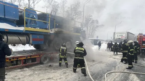 Во Владимирской области на трассе М-7 Волга сгорел грузовик