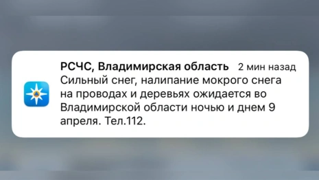 МЧС предупредило жителей Владимирской области о сильном снегопаде 9 апреля