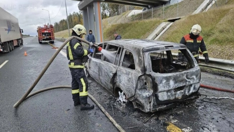 Во Владимирской области на трассе М-12 загорелась машина
