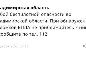 Во Владимирской области 6 ноября отменили опасность атаки БПЛА