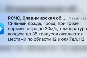 МЧС предупредило владимирцев о грозе и ветре при 35-градусной жаре