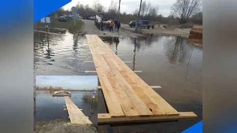 
В затопленном из-за половодья Меленковском районе запустили переправу для пешеходов 
