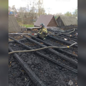 В деревне под Гусь-Хрустальным мощный пожар уничтожил частный дом