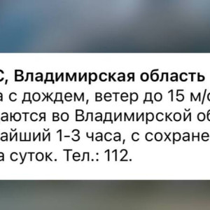 МЧС предупредило владимирцев о дожде и урагане 13 августа