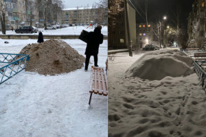 Жители Коврова пожаловались на заваленный снегом проход к подъезду