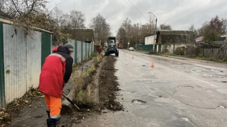 В Гусь-Хрустальном тротуар у детской поликлиники оказался в грязи и песке