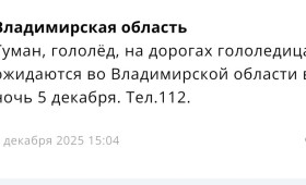 МЧС предупредило жителей Владимирской области о гололедице ночью 5 декабря