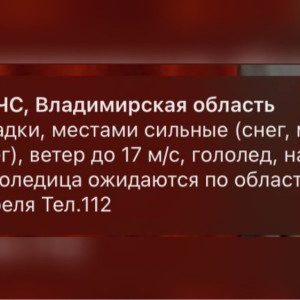 МЧС предупредило жителей Владимирской области об урагане и гололедице