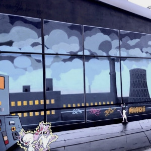 Мишкин нарисовал граффити на старой ТЭЦ во Владимире