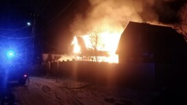 Во Владимирской области мощный пожар охватил дом