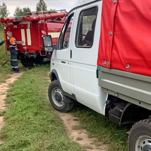 В Камешковском районе вспыхнули сухая трава и кусты
