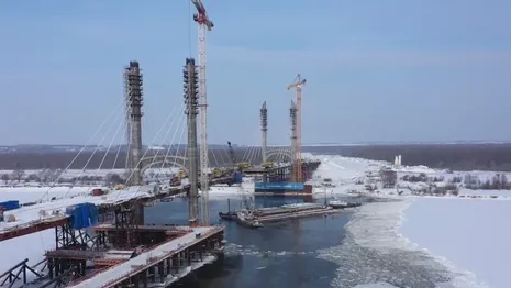 Дорожники показали видео стройки вантового моста на М-12 под Муромом