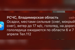 МЧС предупредило жителей Владимирской области об урагане и гололедице