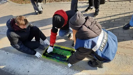 В Гороховце сотрудники ГИБДД разрисовали тротуары
