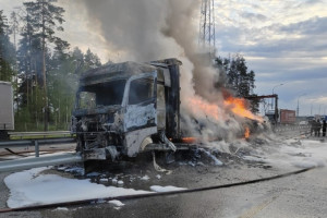 На М-12 под Муромом фура загорелась после ДТП