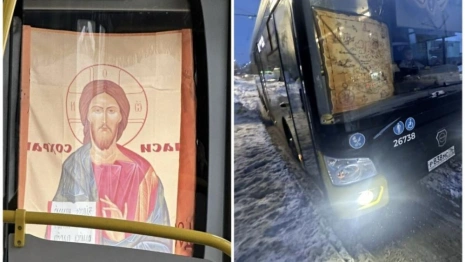 В Ярославской области окна автобусов закрыли иконами