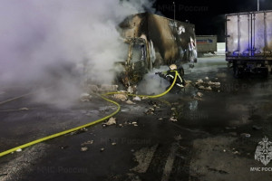 На трассе М-12 под Собинкой человек пострадал при пожаре грузовика
