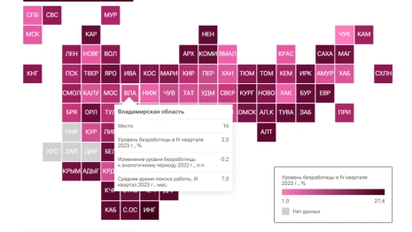 Владимирская область заняла 16 место по уровню безработицы