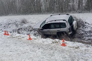 Во Владимирской области во время первого снега автомобилистка улетела в кювет