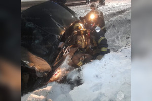 В Гусь-Хрустальном из-за ДТП перевернулась легковушка