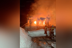 Во Владимирской области деревенский дом сгорел дотла 