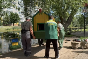 На Красносельском пруду во Владимире установили домики для уток