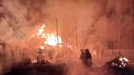 Под Петушками мощный пожар уничтожил дачу и баню