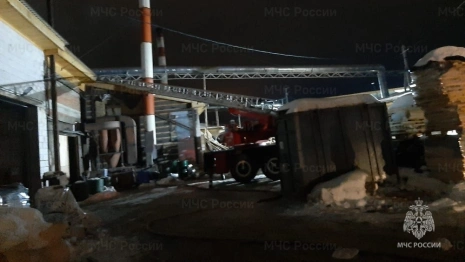 Мощный пожар охватил ангар для обработки дерева под Александровом  