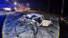 На М-7 в Петушинском районе иномарка влетела в опору ЛЭП