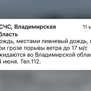 МЧС выпустило экстренное предупреждение о непогоде во Владимирской области