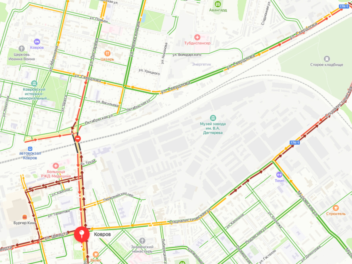 Ковров встал в огромных пробках из-за перекрытого моста - День во Владимире