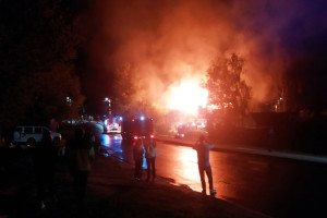 Появилось видео мощного пожара в центре Владимира