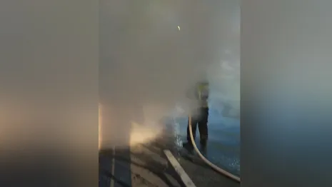 Во Владимирской области на трассе М-7 Волга машина загорелась после ДТП