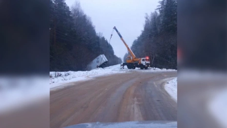 Под Александровом пятитонник улетел в кювет
